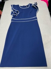 Tommy Hilfiger Women’s Size 8 Blue White Trim Ruffle Sleeve Dress NWT