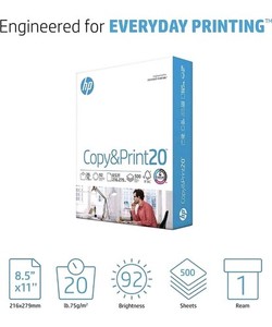 HP Printer Paper 8.5 x 11 Paper Copy &Print 20 lb 1 Ream Case - 500 Sheets