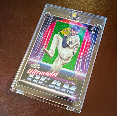 Topps 2025 Chrome Roki Sasaki Los Angeles Dodgers Rookie UB-6 Ultraviolet 46/75