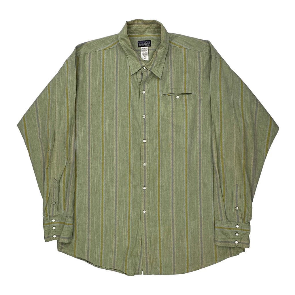 Patagonia Striped Shirt - 2XL Green Cotton