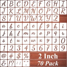 2 Inch Alphabet Letter Stencils for Painting - 70 Pack Letters and Numbers St...