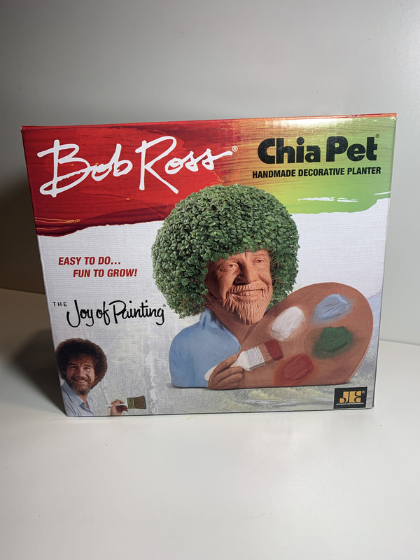 NEW Bob Ross with Blue Shirt Paint Palette Joy of Painting Chia Pet Pottery Kit