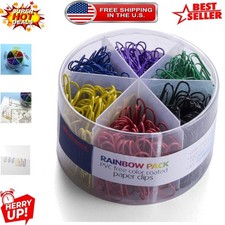 450 Assorted Color-Coated Paper Clips in Handy Storage Tub: Clutter-Free Office