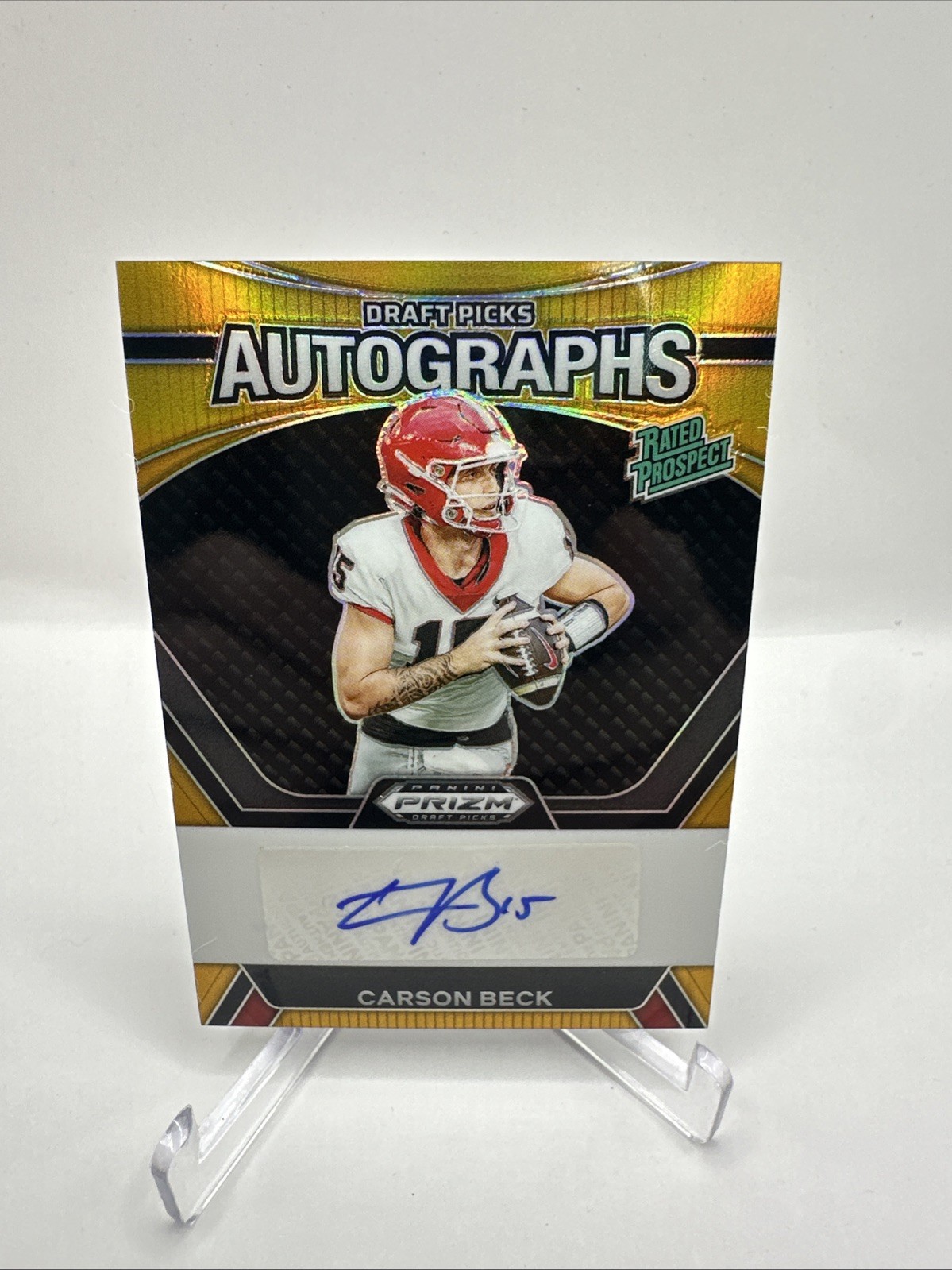 Carson Beck 2024 Prizm Draft Picks SSP Auto Gold 6/10