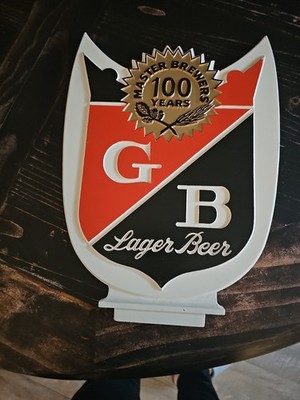 Vintage Griesedieck Bros GB Lager Beer Chalkware Sign Shield St Louis 100 Years