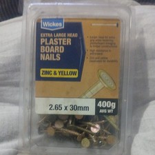 Image of Wickes Extra Large Head Plaster Board Nails Zinc& Yellow 2.65x 30mm Avg WT 400g