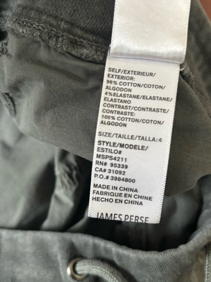 Pantalones Cortos James Perse Para Hombre Estándar Verde Algodón Cordón Talla 4 XL Foto 3 de 4