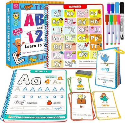 Preschool Learning Activities - Reusable Letter & Number Tracing Book for Kids 3