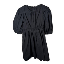 Zara Dress Women's XS Black Tiered Puff Sleeve Crew Neck Casual Solid Sheath