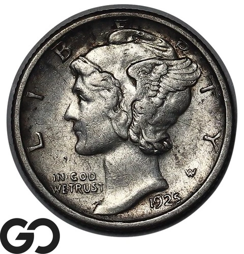 1925-S Mercury Dime Key Date, Choice AU+