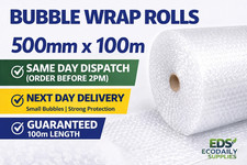 Bubble Wrap Roll 500mm x 100m Small Bubbles Strong Packing Wrap UK Fast Post