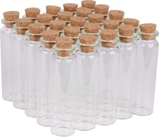 MaxMau 20ml Small Glass Bottles,Tiny Glass Vials,Jars with Cork Stoppers,Message