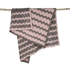 Barefoot Dreams Cozy Chic Pink Grey Chevron Baby Kids Blanket