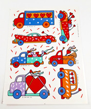 Vintage 80's Hallmark Valentine love vehicles sticker sheet