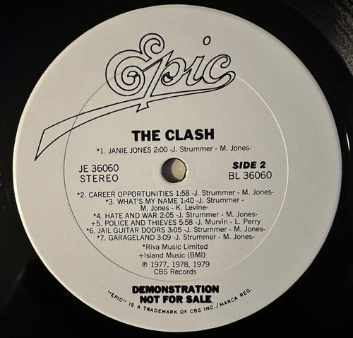 The Clash Self Titled Promo Vinyl LP 1979 US Epic White Labels BL 3606 VG - Picture 10 of 12