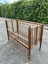 Antique folding Cot Vintage Victorian wooden Open Bar Folding Childs Cot