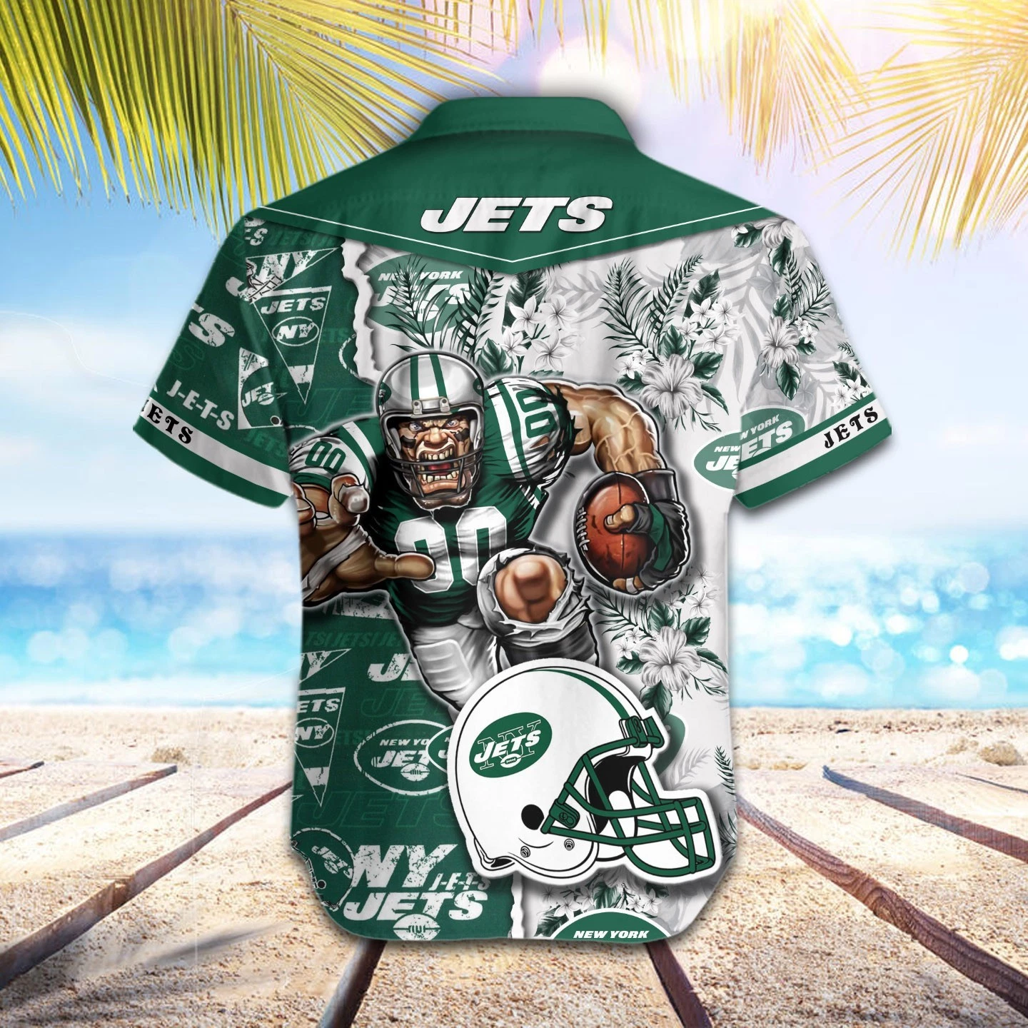 football New York Jets Football Pattern Mascot Hawaii Shirt