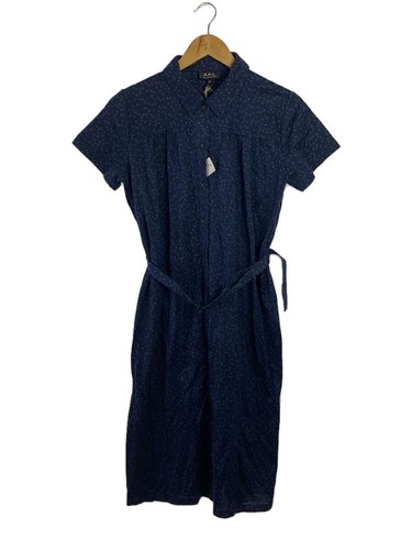 A.P.C. Short Sleeve Dress M NVY All-over Pattern