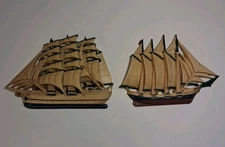 Lot Of 2~Vintage~Burwood~Sailing Clipper Ship~Wall Art Hanging #3331 Nautical