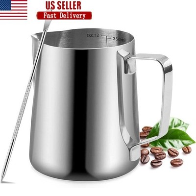 Stainless Steel Milk Frothing Pitcher V-Sharp Design Latte Art & Coffee New