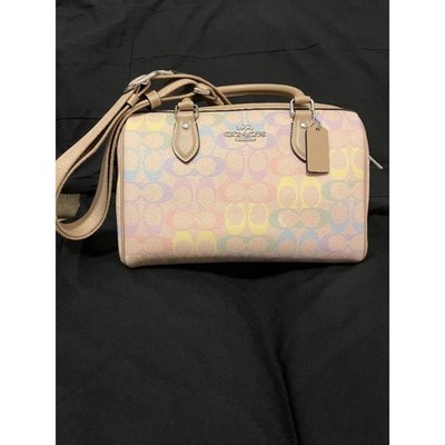 Basically NEW Coach Rowan Pastel Rainbow Multicolor Signature Satchel Bag