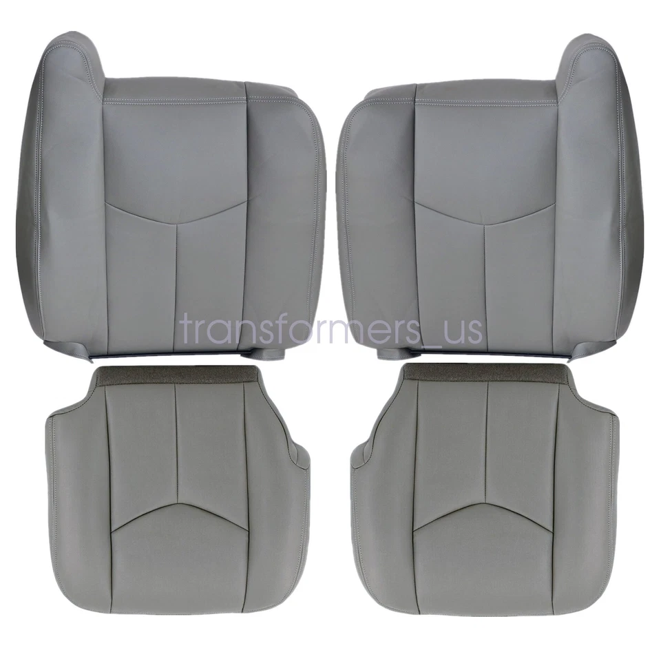 Driver & Passenger Leather Seat Cover Pewter Gray 922 For 03-07 Chevy Silverado Foto 3 de 4