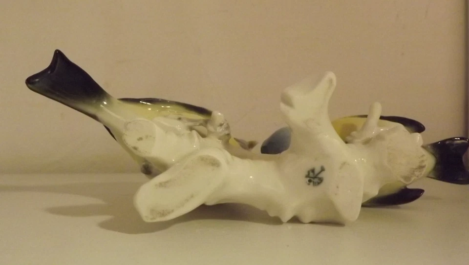 couple d' oiseaux,mésange, Porcelaine de Saxe, KARL ENS, TRES BON ETAT - Photo 2/4