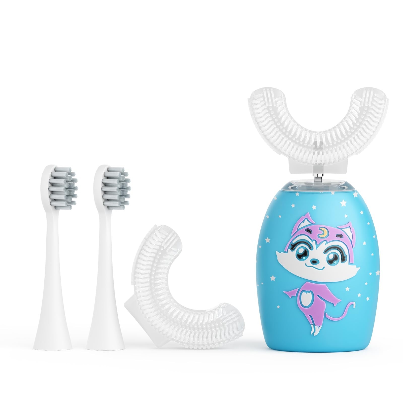 Rumengling Kids U Shaped Electric Toothbrush with 4 Brush Heads Rechargeable ...
