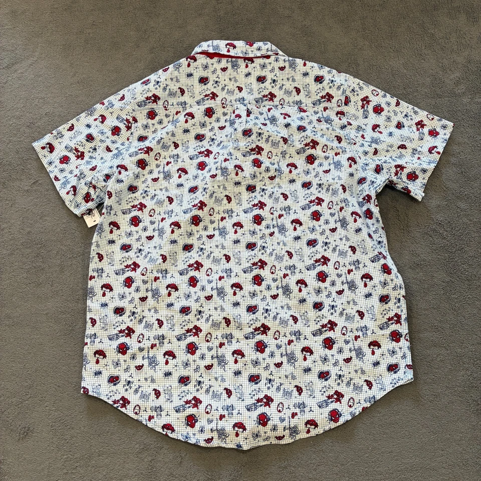 Camisa manga corta abotonada Marvel Disney blanca Spiderman para hombre talla L Foto 3 de 4