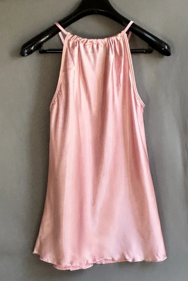 Camisola de cuello halter estilo SEDA SATINADA para mujer NICOLE MILLER talla XS rosa rubor Foto 2 de 4