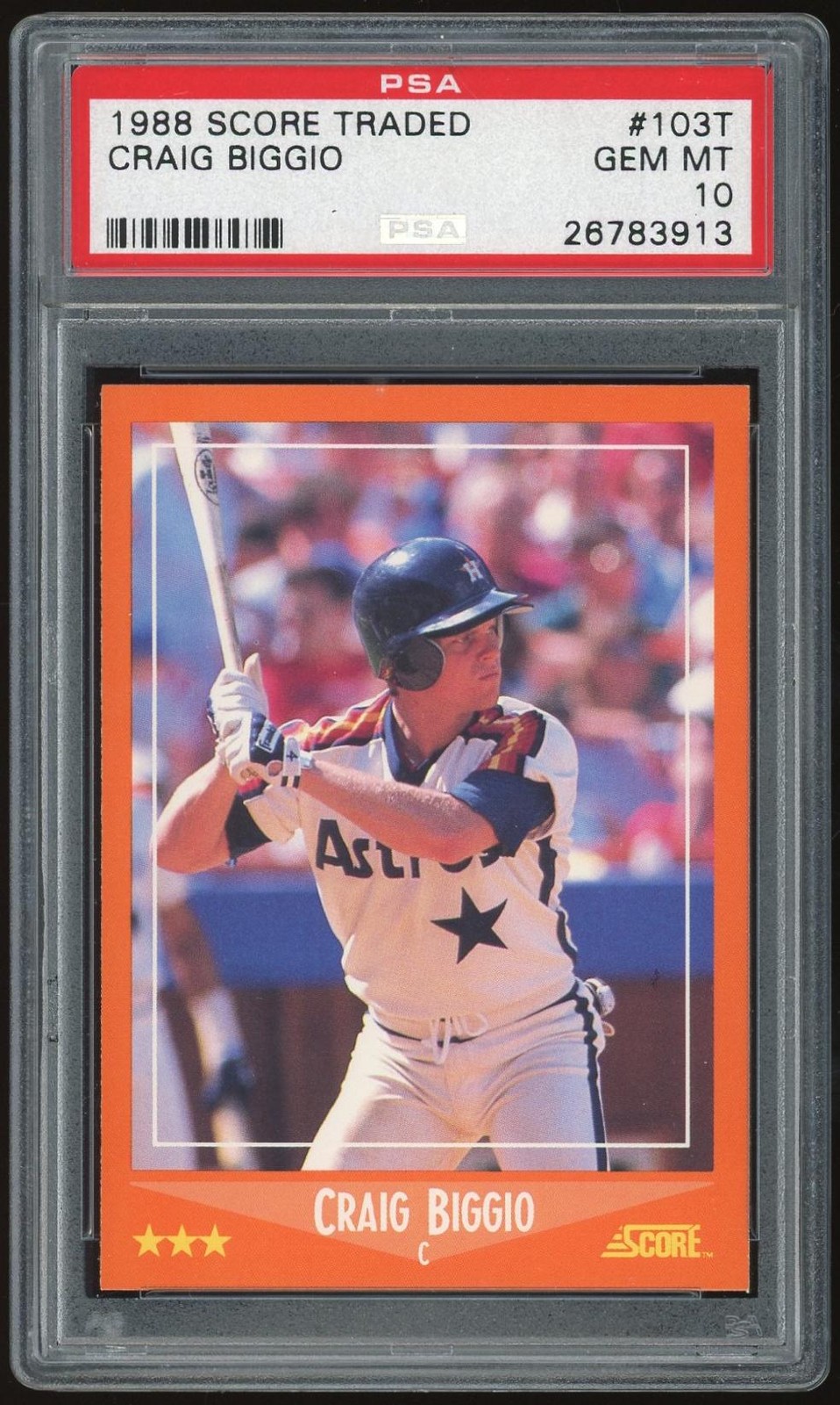 1988 Score Rookie/Traded #103T Craig Biggio RC PSA 10 *3913