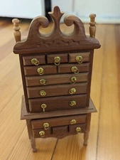 1980’s Shackman 1760 Wood Armoire Highboy Miniature Dollhouse Furniture Gothic