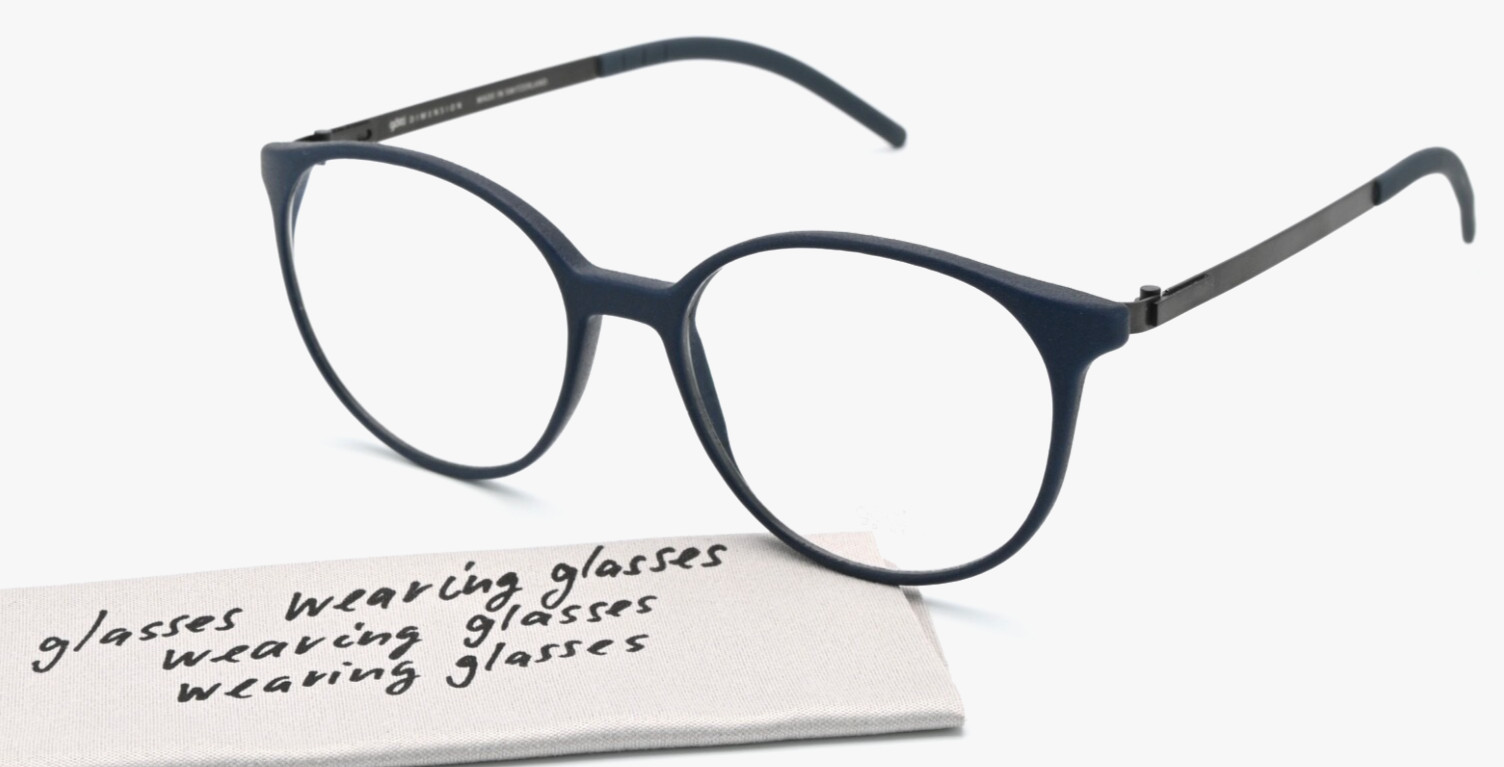 GÖTTI DIMENSION Brille Ushan Black 51-17 138 Dunkelblau Matt Grau Panto S-M New