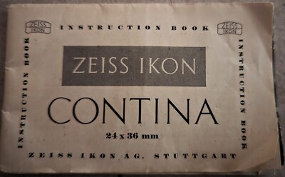 ZEISS IKON CONTINA CAMERA INSTRUCTION BOOK 24x 36 mm