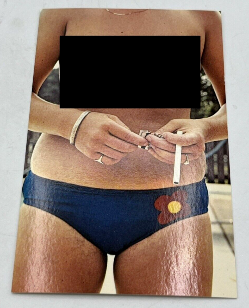 Belly Epistles Topless Woman with Cigarette in Bikini Bottoms Risque  Postcard