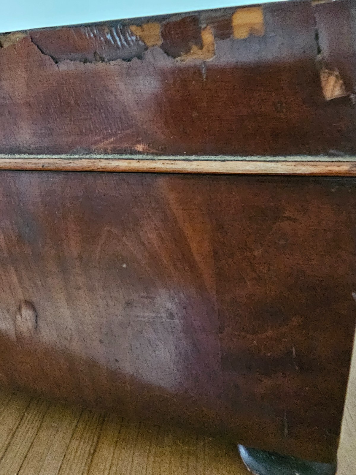 Antique Mahogany Sewing Box with bun feet for Restoration 34 X 27 x