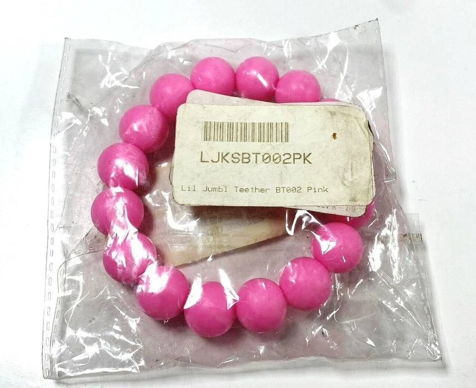 Pulseira de dentição de bebê Lil' Jumbl sem BPA BT002 rosa - Imagem 3 de 4