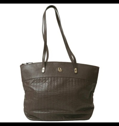 Sac fourre tout Christian Dior vintage cuir marron femme s ancien couture verticale C