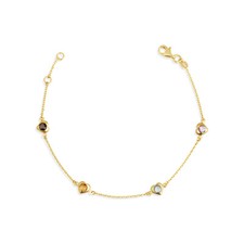 14K Yellow Gold Genuine Heart Gemstone Bracelet 7"
