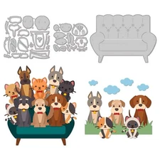 Dog and Cat Cutting Dies Metal Animals Die Cuts Embossing Stencils Template S...
