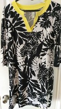 Emma & Michele Women's Plus Size Medium Black White Floral Dress