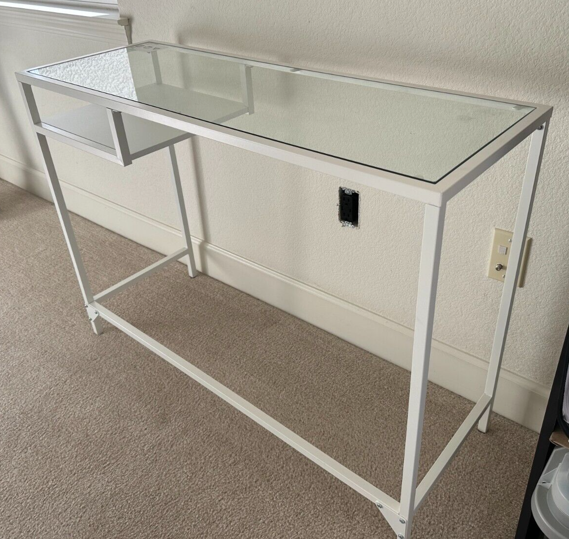 ほぼ未使用◇IKEA◇VITTSJÖ ガラストップ PCテーブル 廃盤 おまけ付