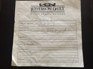 ROBERT (BOB) PACKWOOD OREGON REPUBLICAN SENATOR SIGNED PAPER "ME TOO" KSOR DAILY