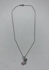Used 925 Sterling Silver, 2 Butterfly And Leaf Pendant With 18  Box Chain - 5.4g