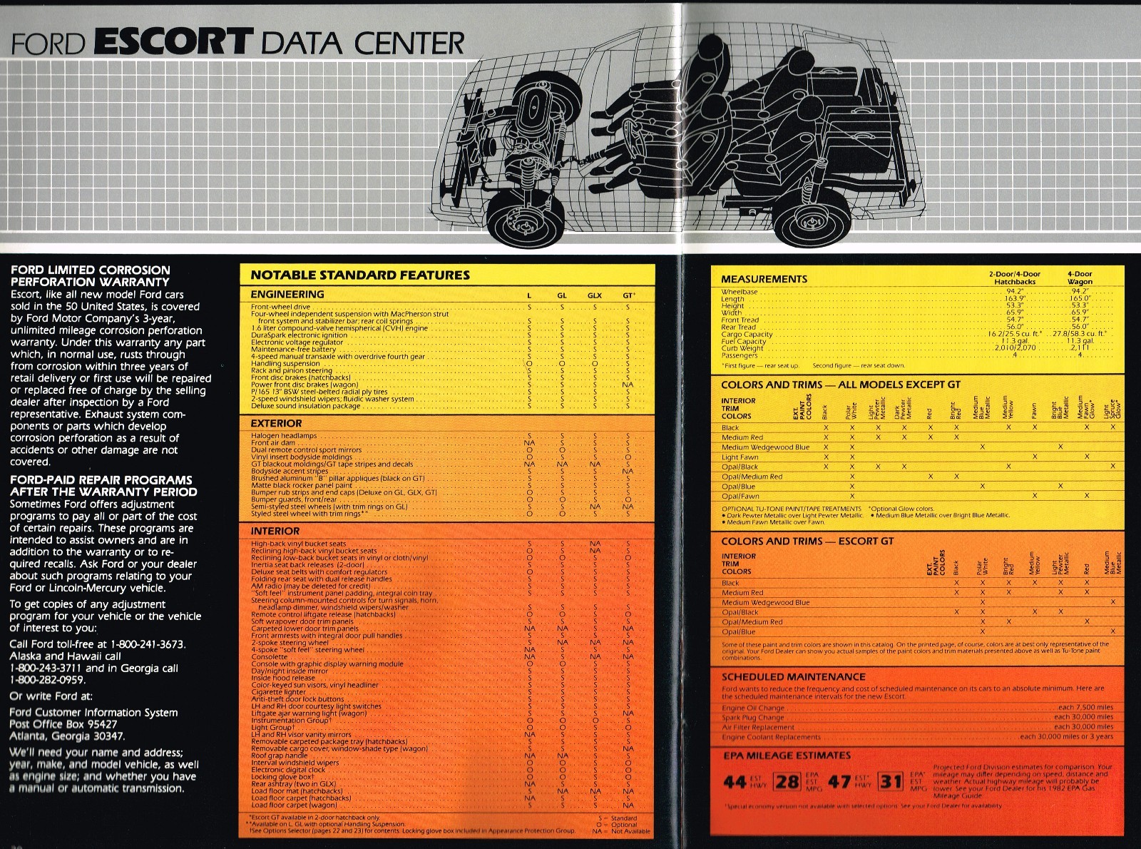 1982 Ford ESCORT Brochure / Pamphlet GT,GL,GLX,L eBay