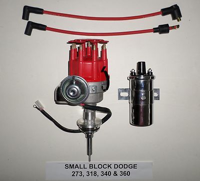 Chrysler Small Block 273-318-340-360 Red SMALL CAP HEI Distributor + Chrome Coil