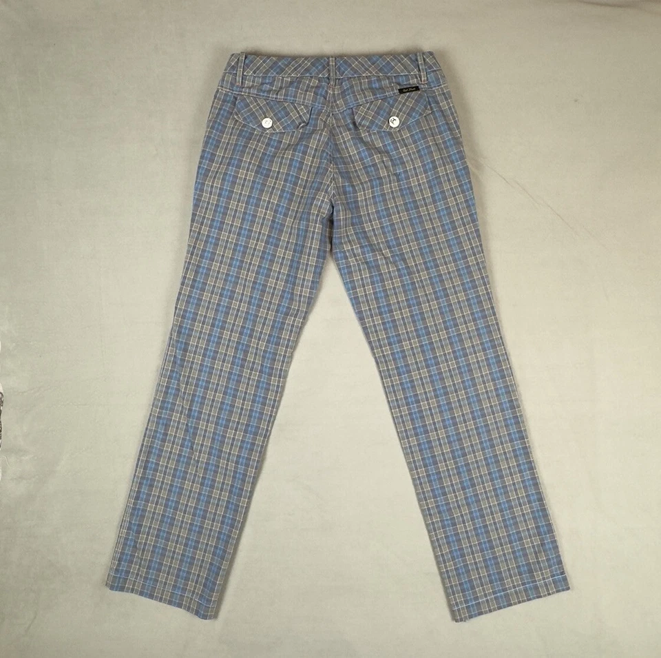 Calça de golfe PAUL FRANK masculina 30 xadrez azul cinza frente plana 30x30 *LEIA* - Imagem 2 de 4