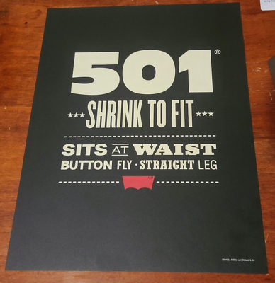 2012 Levi's 501 Shrink To Fit Button Fly Double Sided Advertising