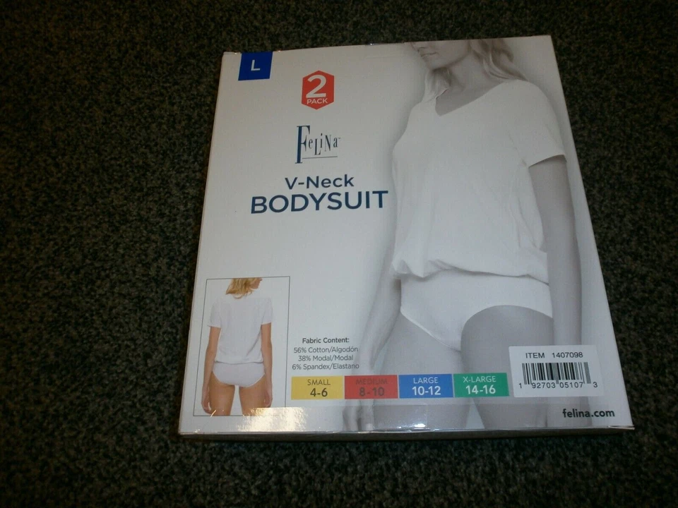 Paquete de 2 body estilo blusa cuello en V Felina cobertura completa ultra suave TALLA L Foto 2 de 2