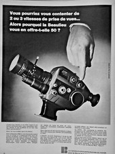 PUBLICITÉ DE PRESSE 1967 CAMÉRA BEAULIEU 2008S OBJECTIF SUPER 8 AVEC 50 VITESSES